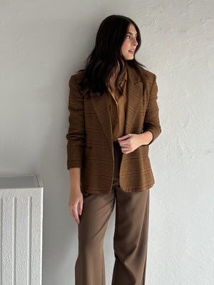 Pleated Wide Leg Pants in Brown