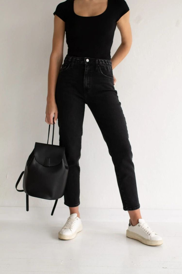 The High Rise Mom Jean in Black